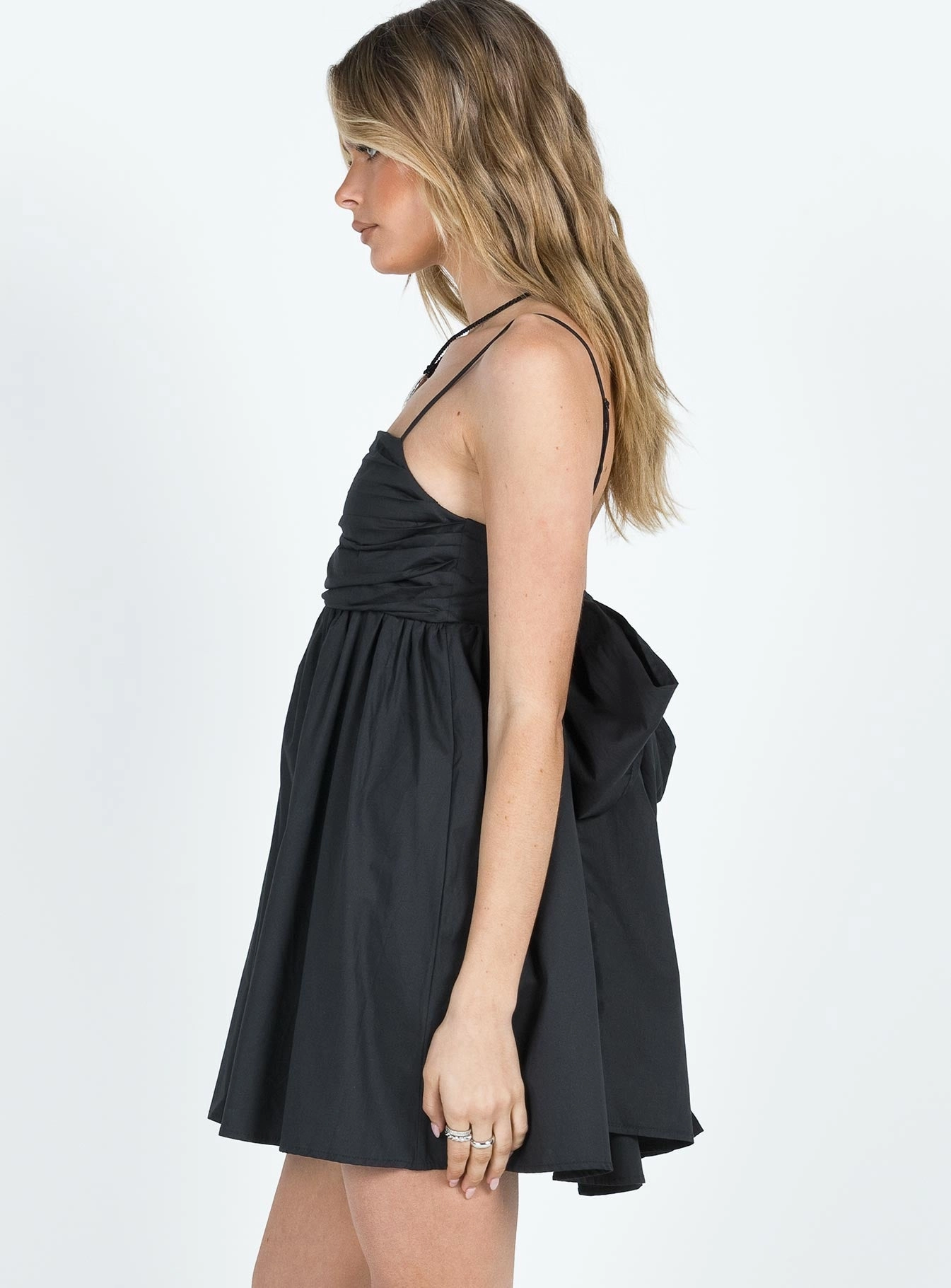 Trendy Look Chic Layers Lynelle Bow Mini Dress Black