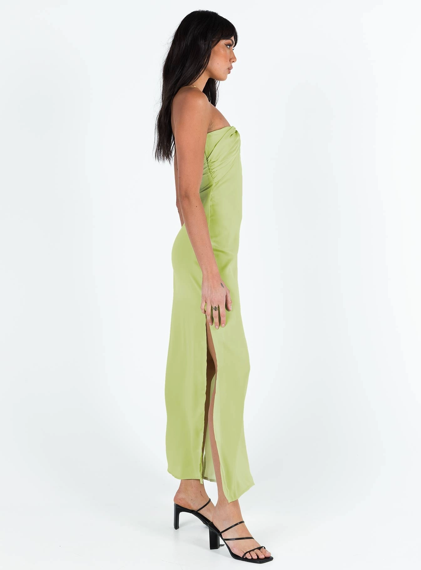 Irena Strapless Maxi Green Fold-Over-Detail Minimal Touch