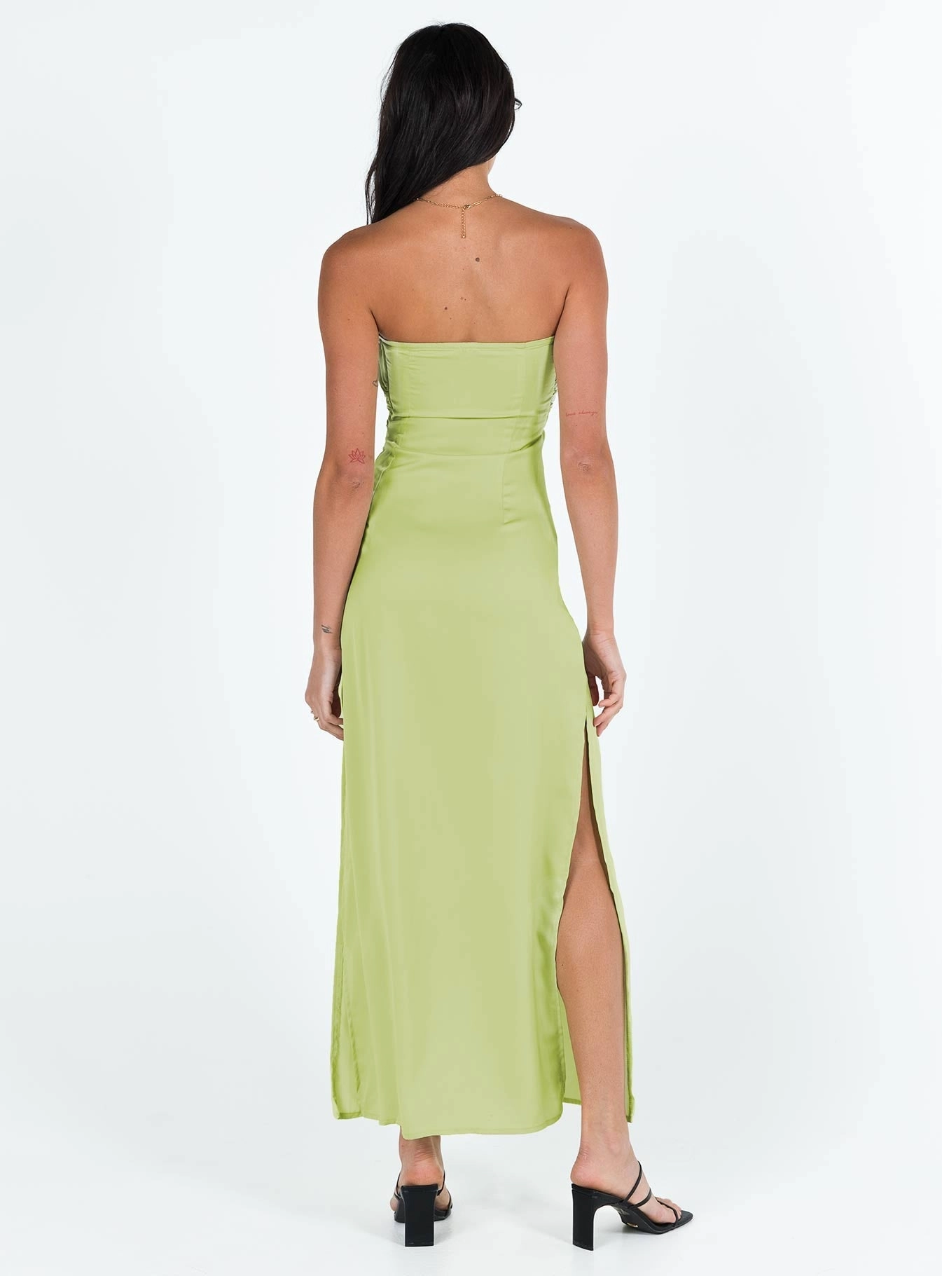 Irena Strapless Maxi Green Midi-Length Flow Line