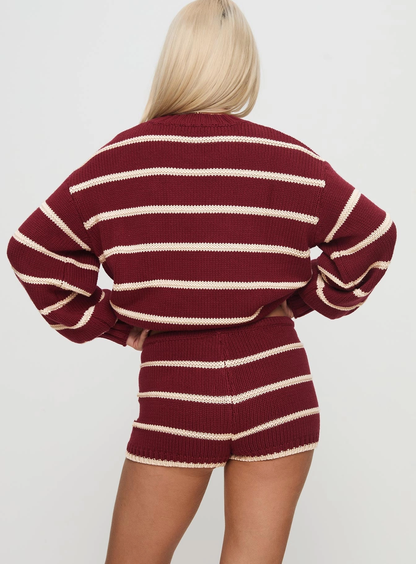 Formal Occasion Read Your Mind Knit Short Maroon Stripe