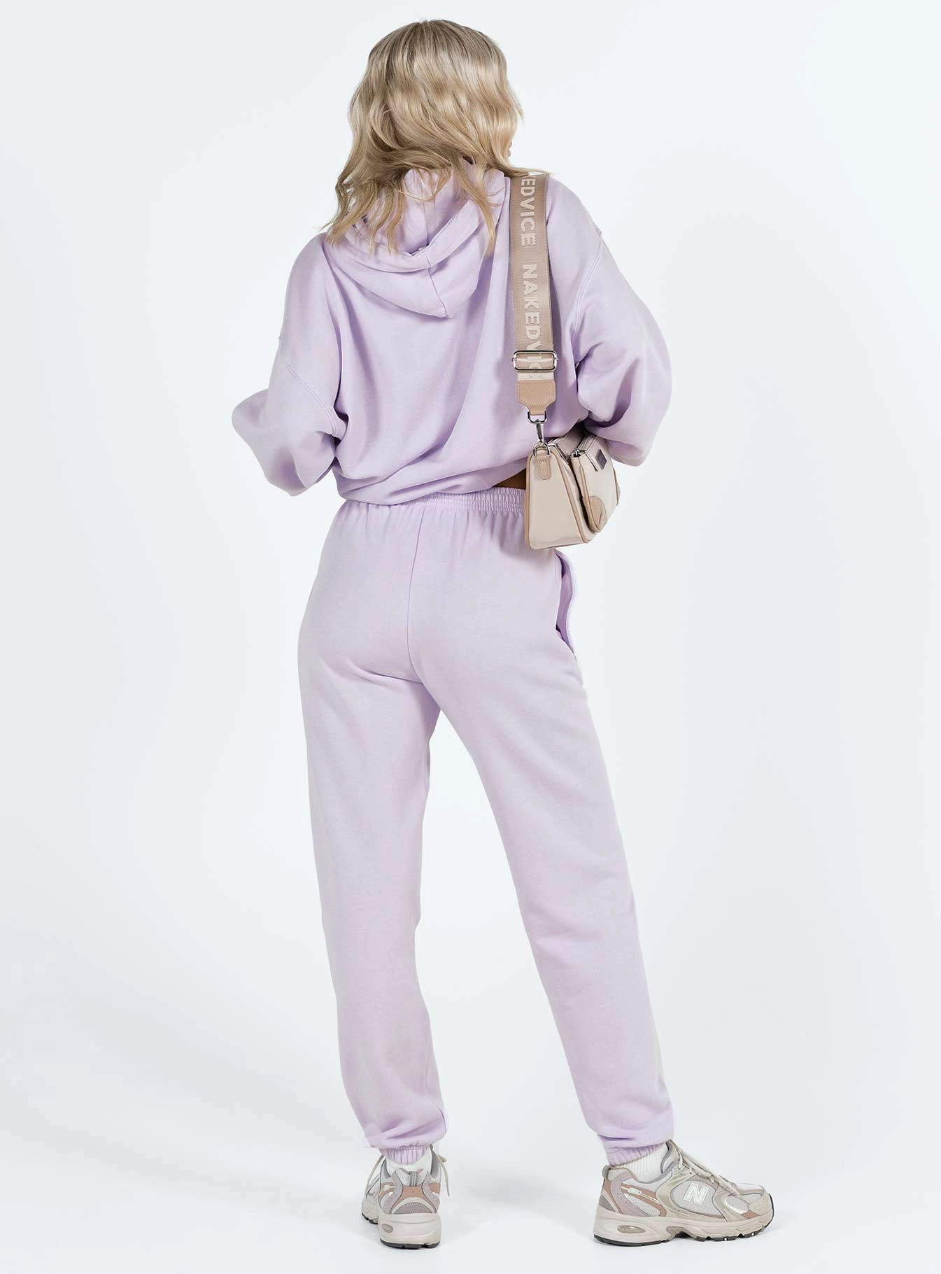 Princess Polly Track Pants Squiggle Text Dusty Mauve / Eggshell ErgonomicArticulatedDesign HighDensityWeave