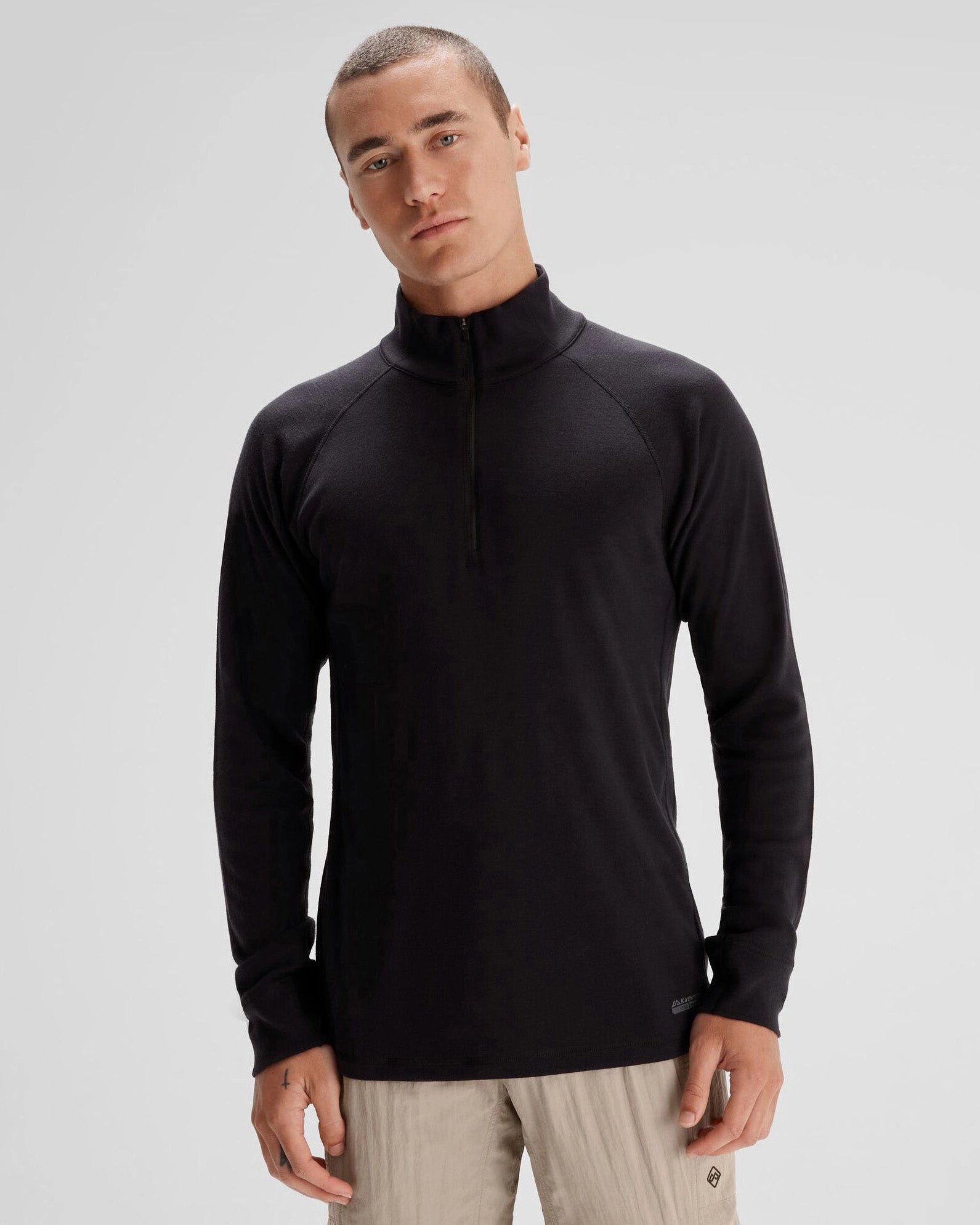 Men's K-Merino 250 Quarter Zip Long Sleeve - Black Stingray Cozy Wardrobe Machine washable