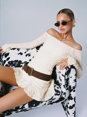 Happy Fit Feminine midi gown Vancesca Long Sleeve Mini Dress Cream