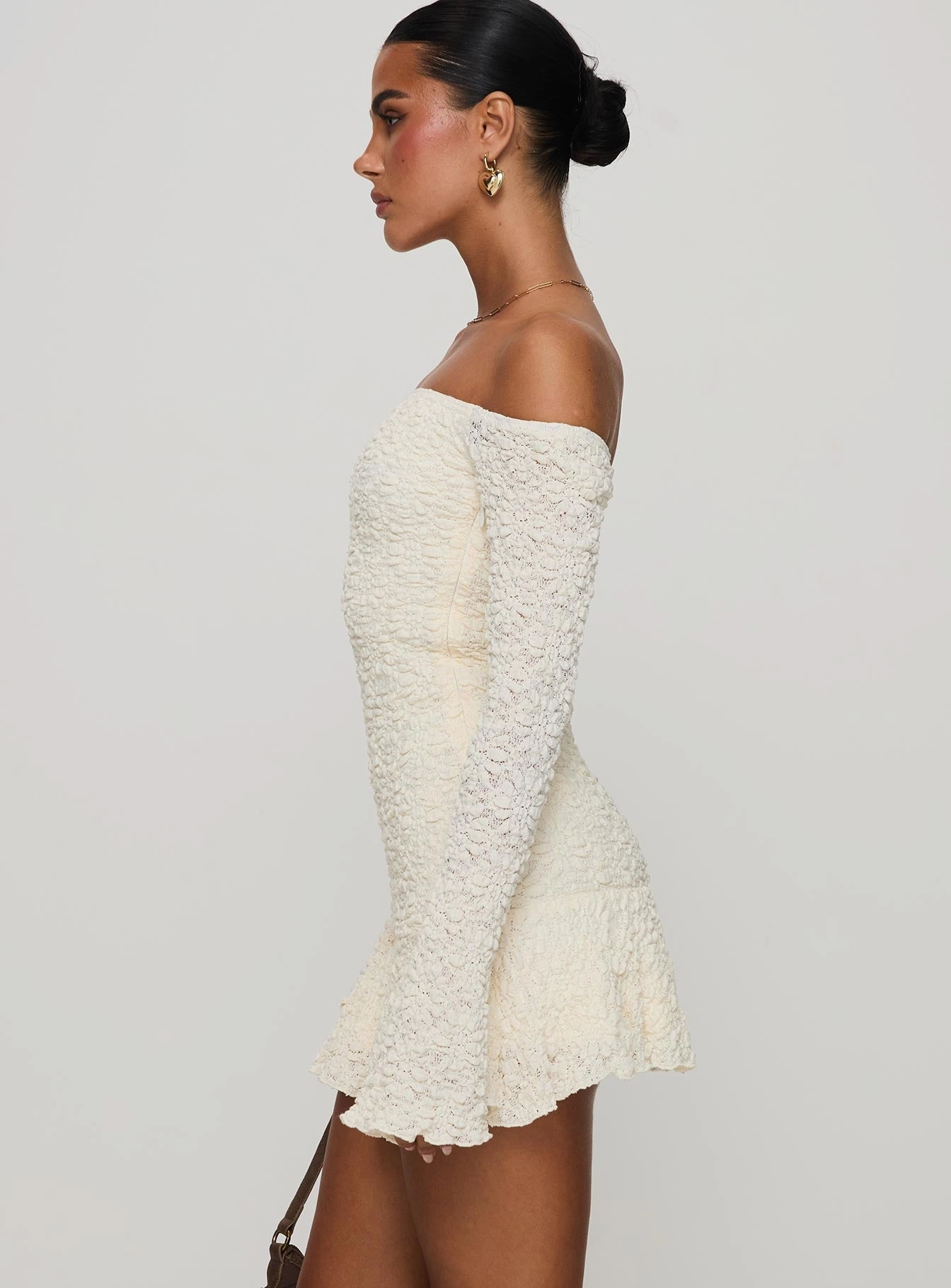 Vancesca Long Sleeve Mini Dress Cream Travel-friendly Layering Piece