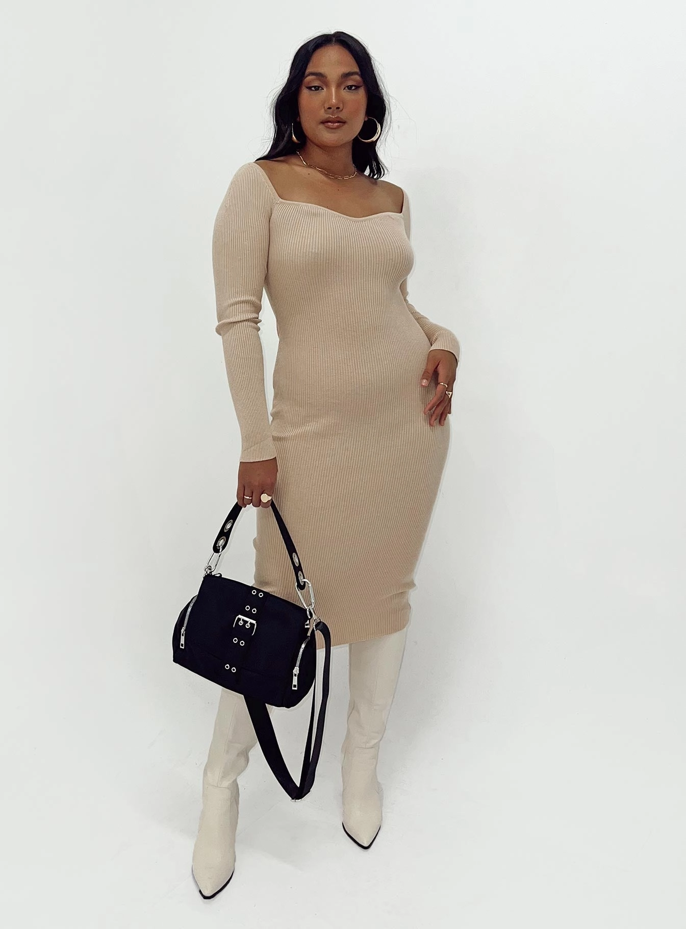 Sustainable-Lining Body Harmony Neaman Midi Dress Beige