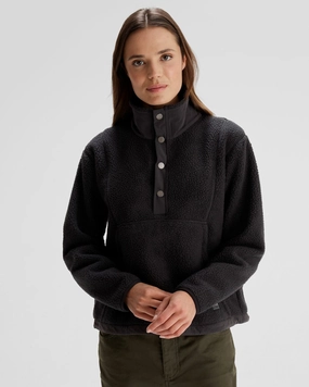 Women's Co-Z High Pile Pullover  - Black Drop Needle Detailing Soft Knit Layer