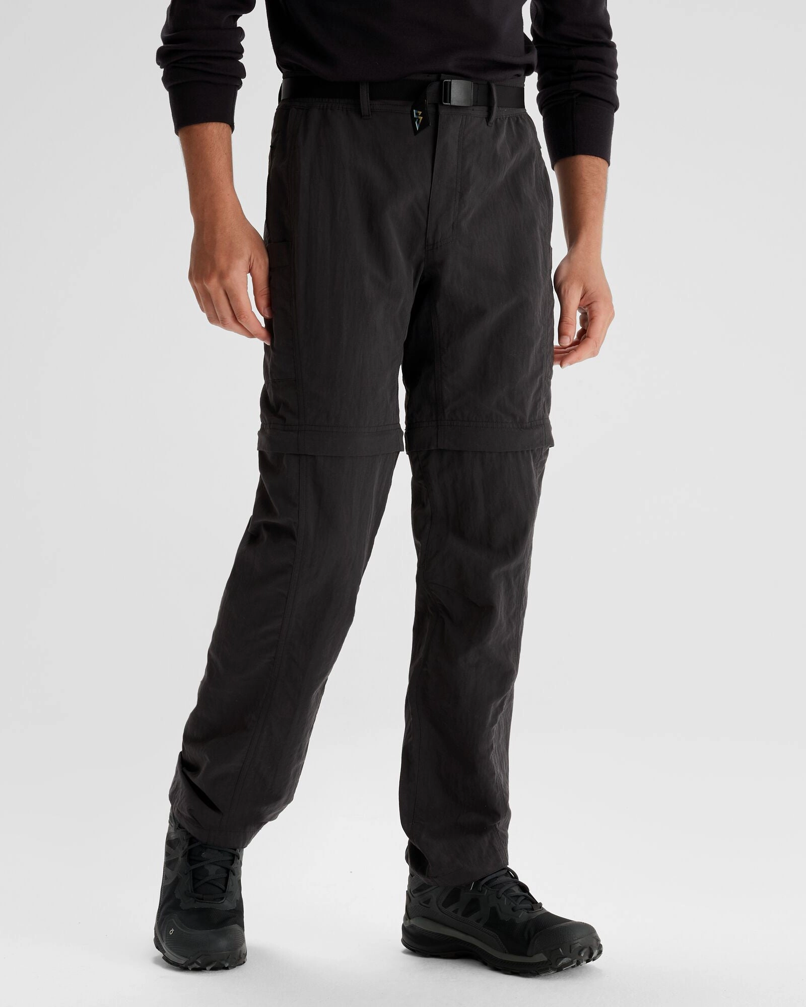 Men's EVRY-Day Convertible Pants  - Black Layered Panel Design HighWaistSupport