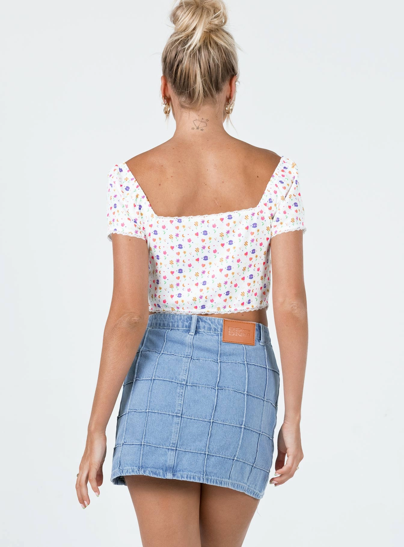 Tanis Denim Mini Skirt Patchwork Design