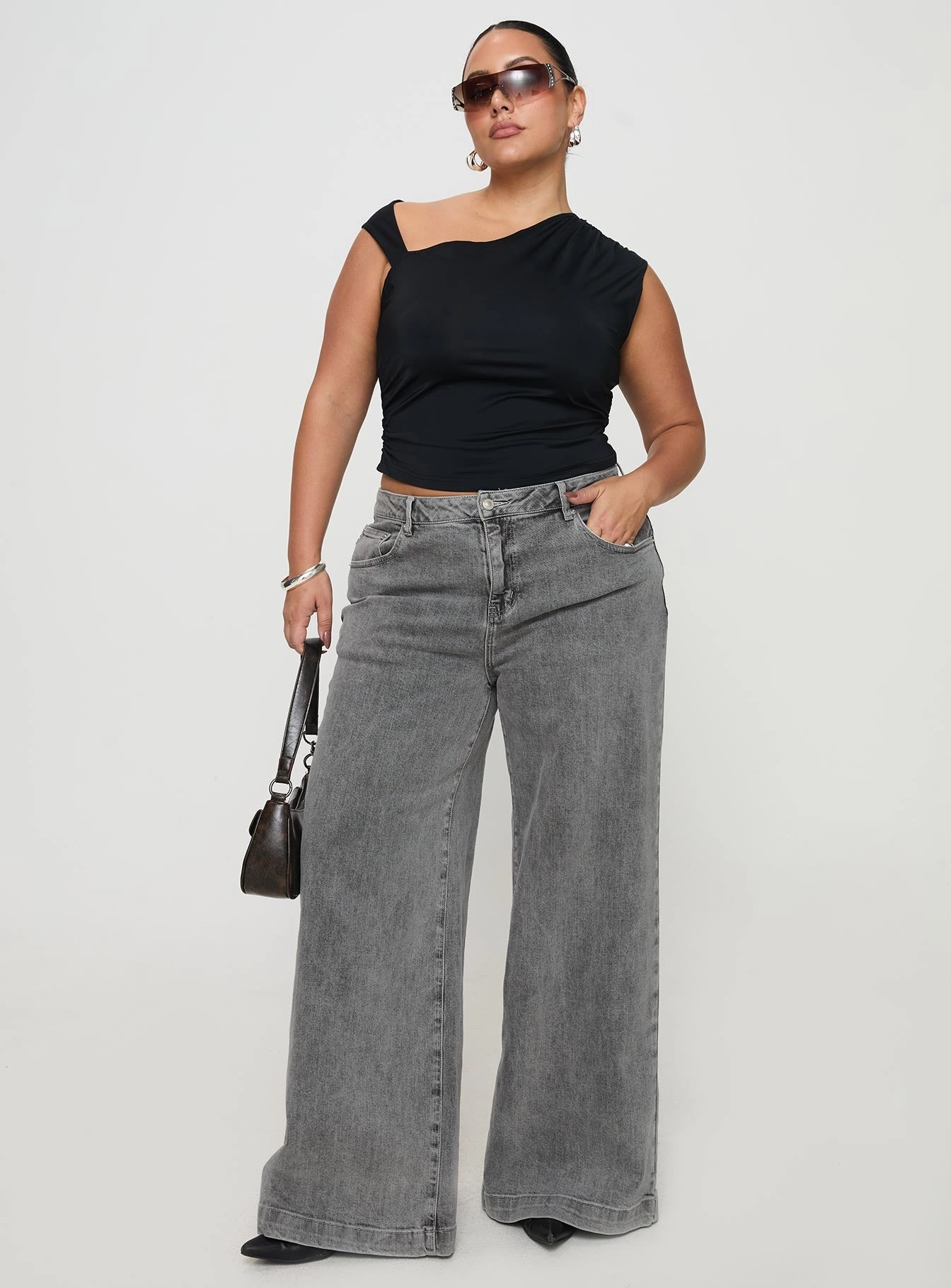 Wolfie High Rise Wide Leg Slouchy Jeans Steel Curve Core Fit