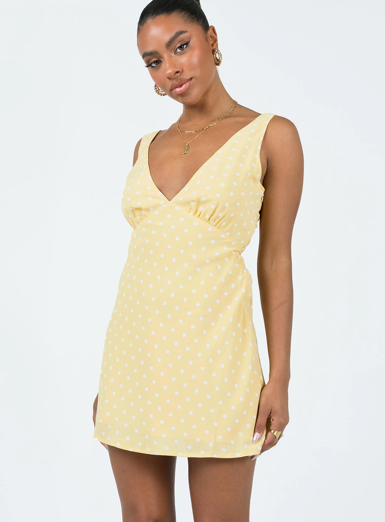 Relaxed Layers Nellie Mini Dress Yellow Polka Dot
