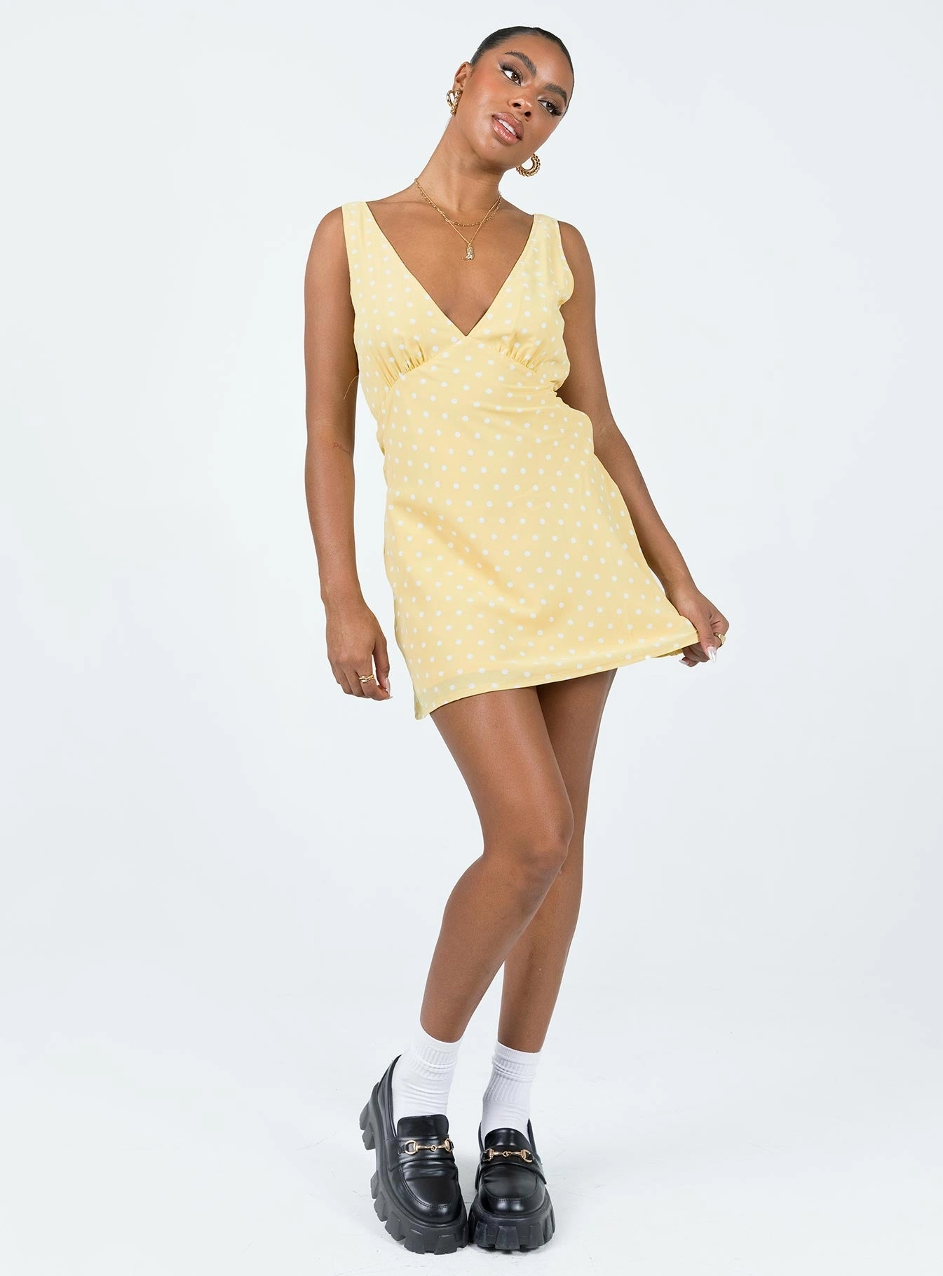Nellie Mini Dress Yellow Polka Dot City Essential
