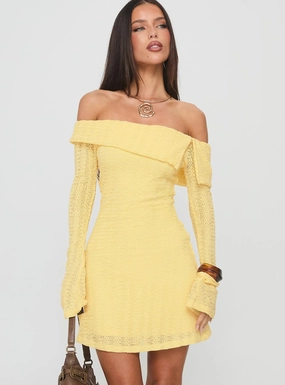 A-Line Vierra Long Sleeve Mini Dress Lemon
