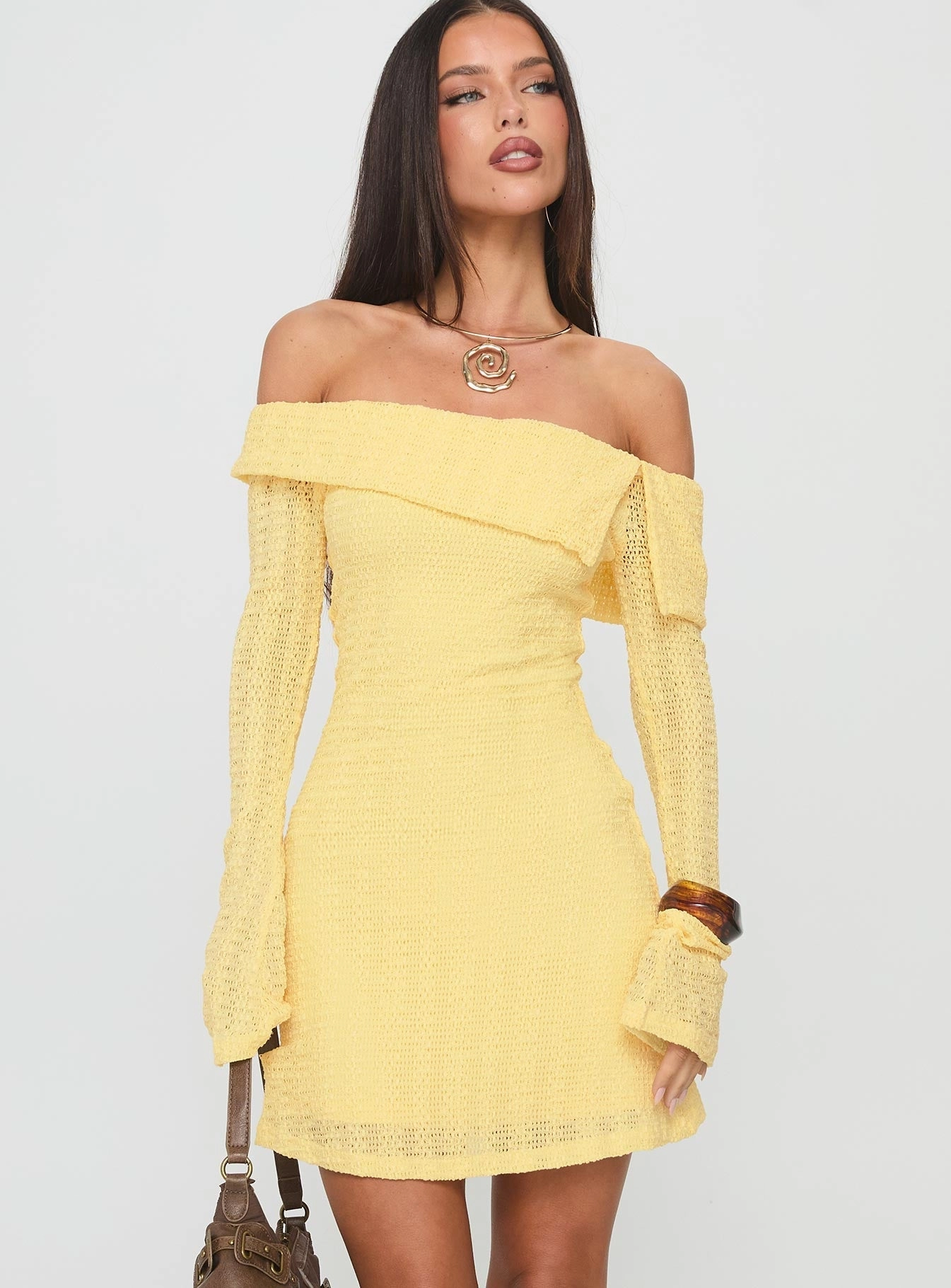 A-Line Vierra Long Sleeve Mini Dress Lemon