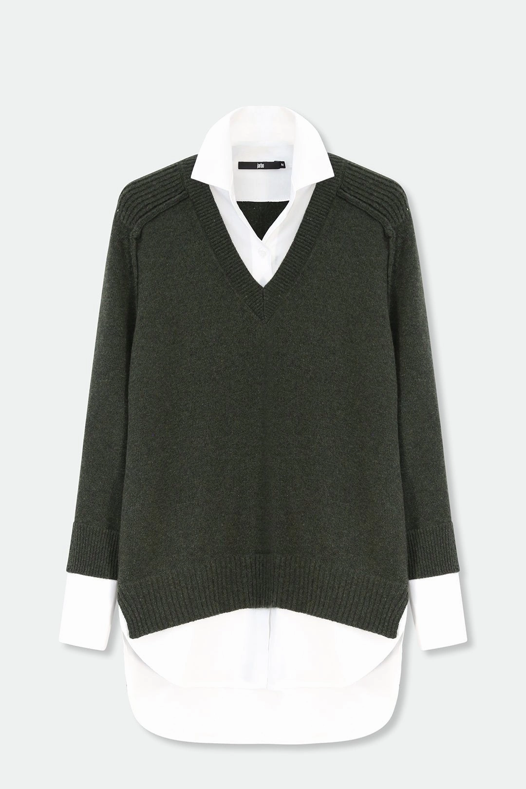 Versatile Comfort Winter Comfort VINNIE SHIRTED V-NECK SWEATER IN FINE ITALIAN STRETCH POPLIN