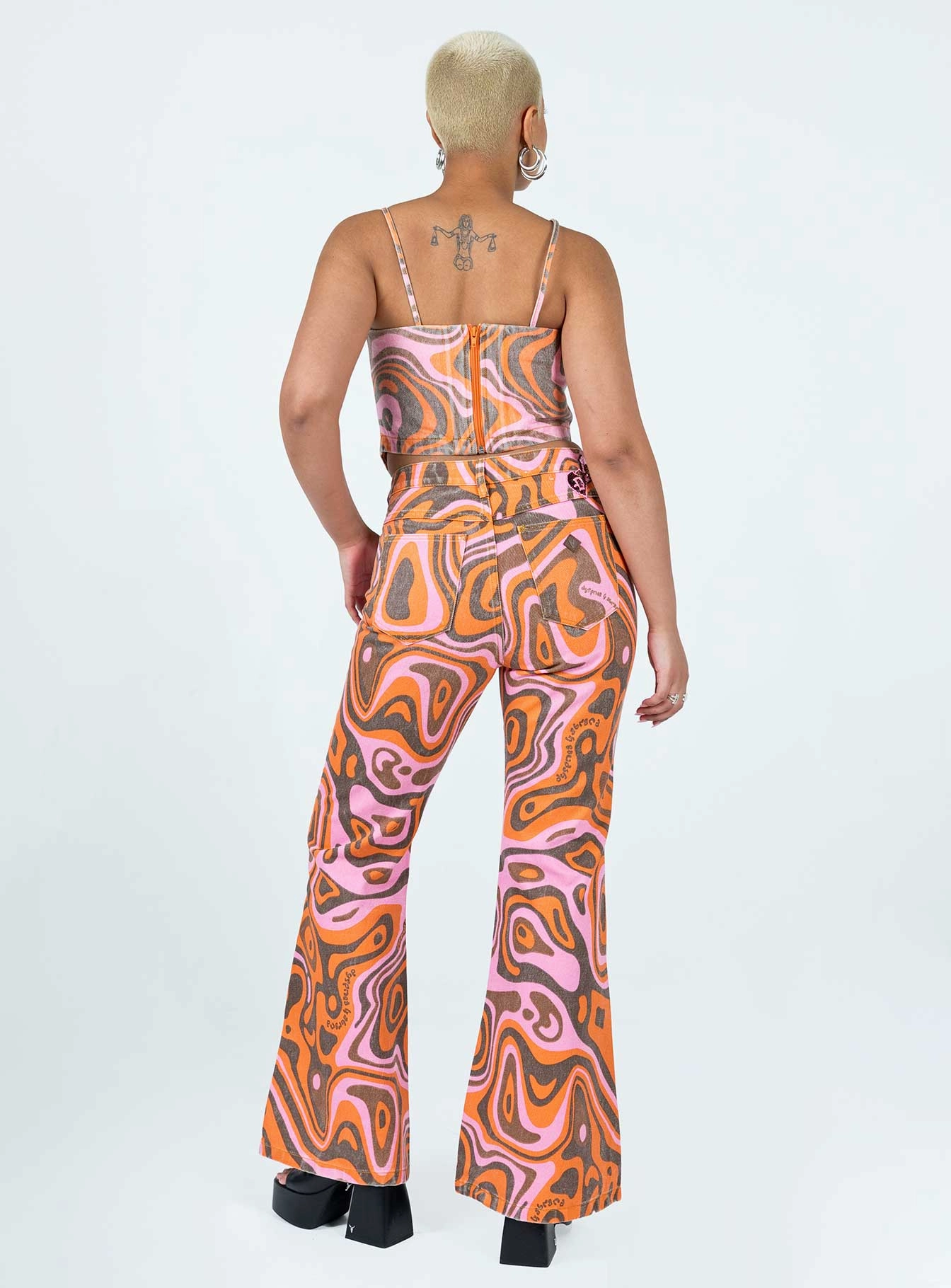 Abrand Double Oh Flare Print Jeans Multi Soft Eco Friendly
