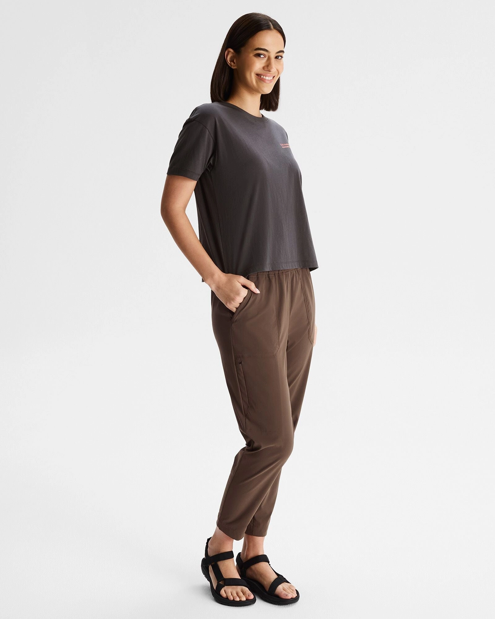 Urban Trend Layering Comfort Women's Boxy Heritage Organic Cotton T-shirt - Shale