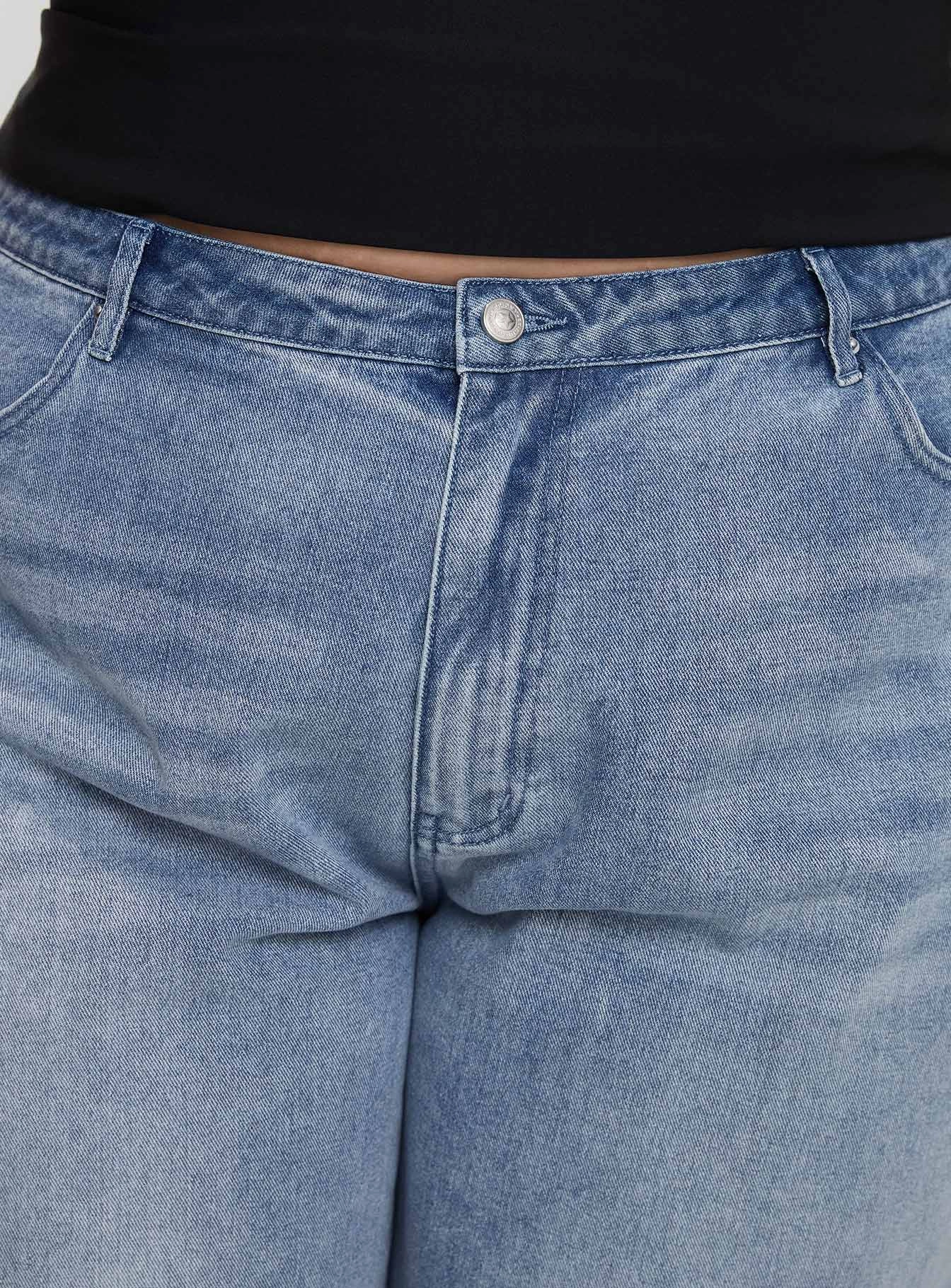 Light Wear Naylor Mid Rise Wide Leg Jeans Light Wash Denim Curve