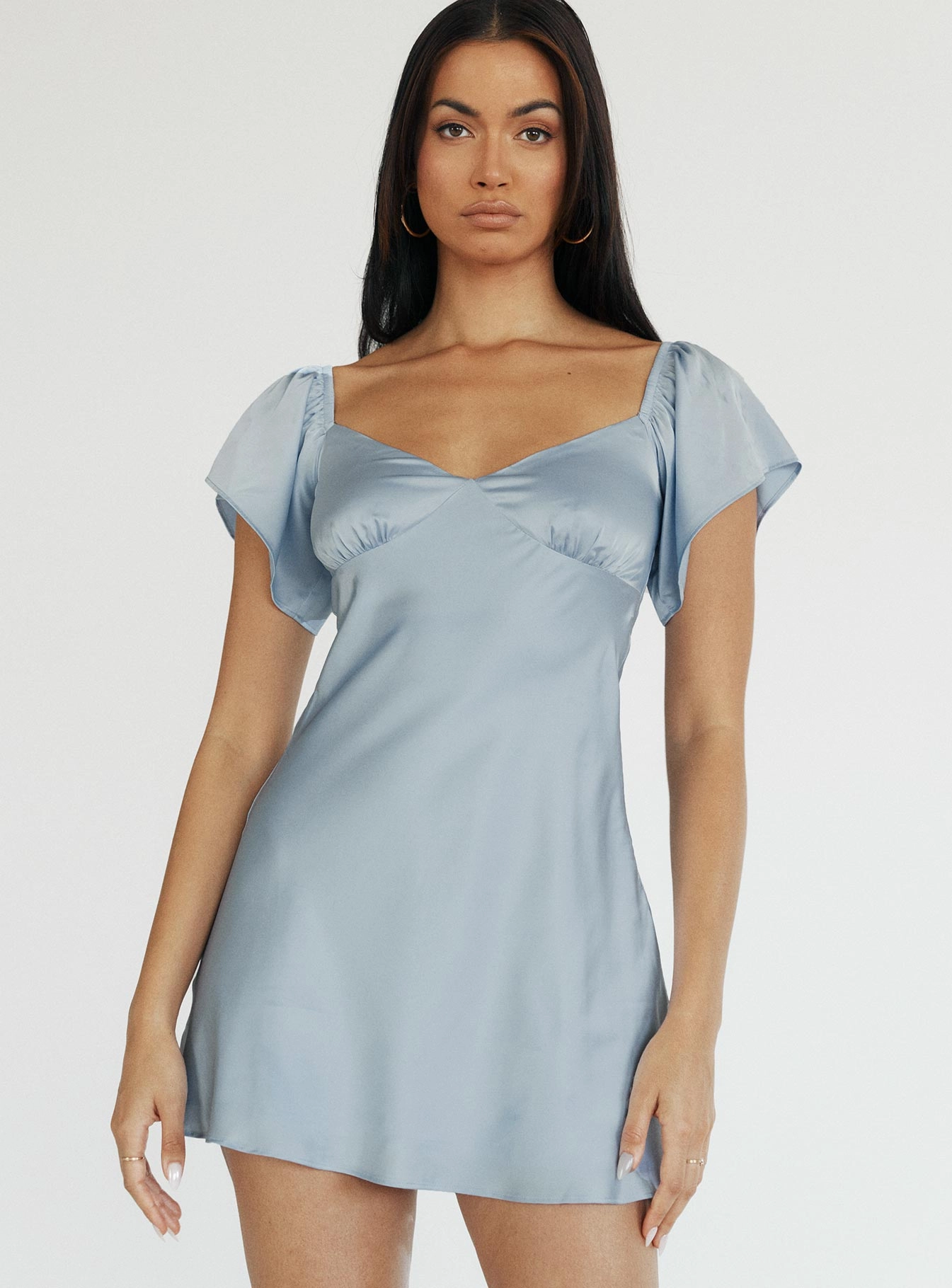 Shiny-Lining Soft Silhouette Isabel Mini Dress Blue