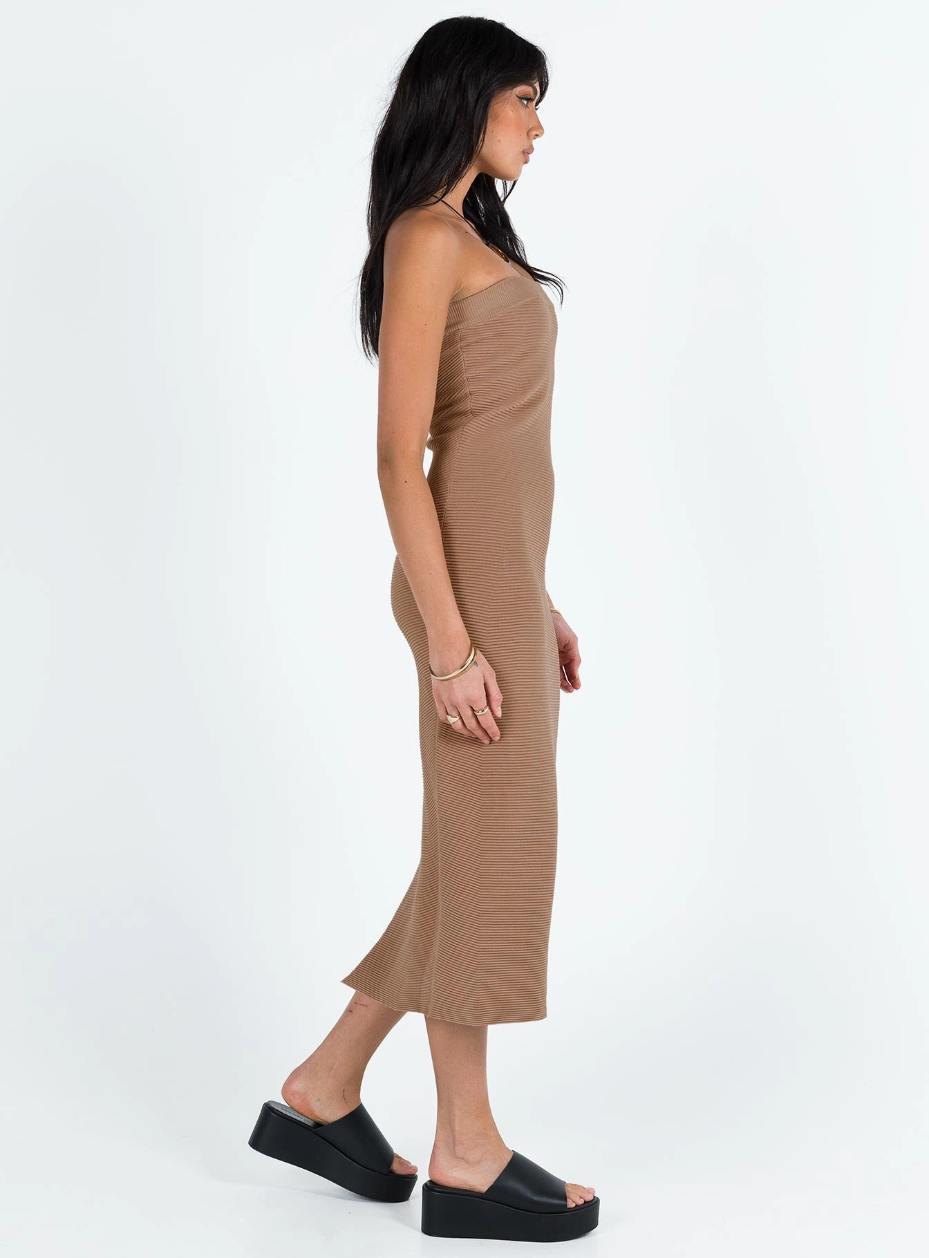 Vista Strapless Midi Dress Brown countryside