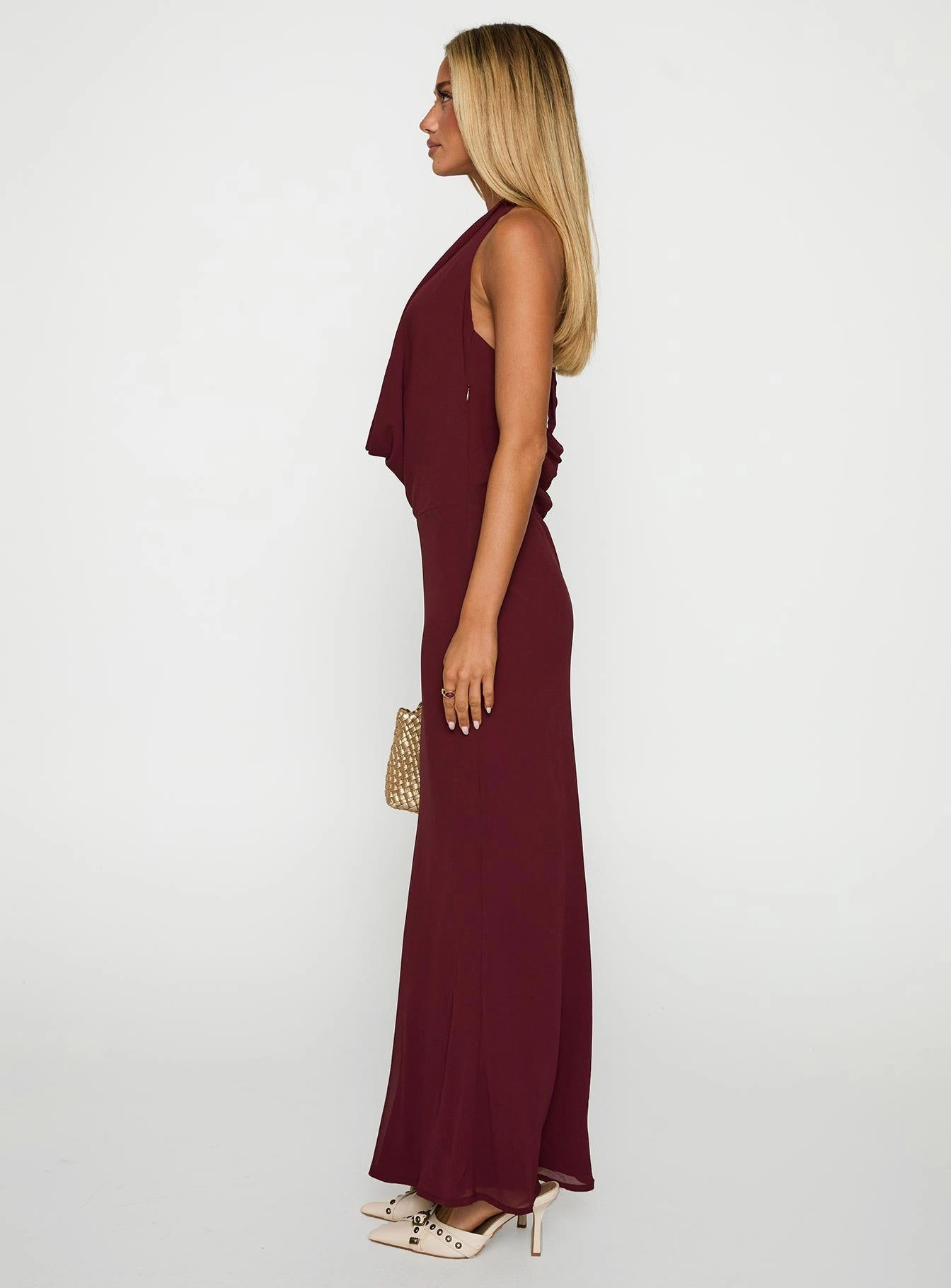 Vortexa Halter Maxi Dress Currant All Layer