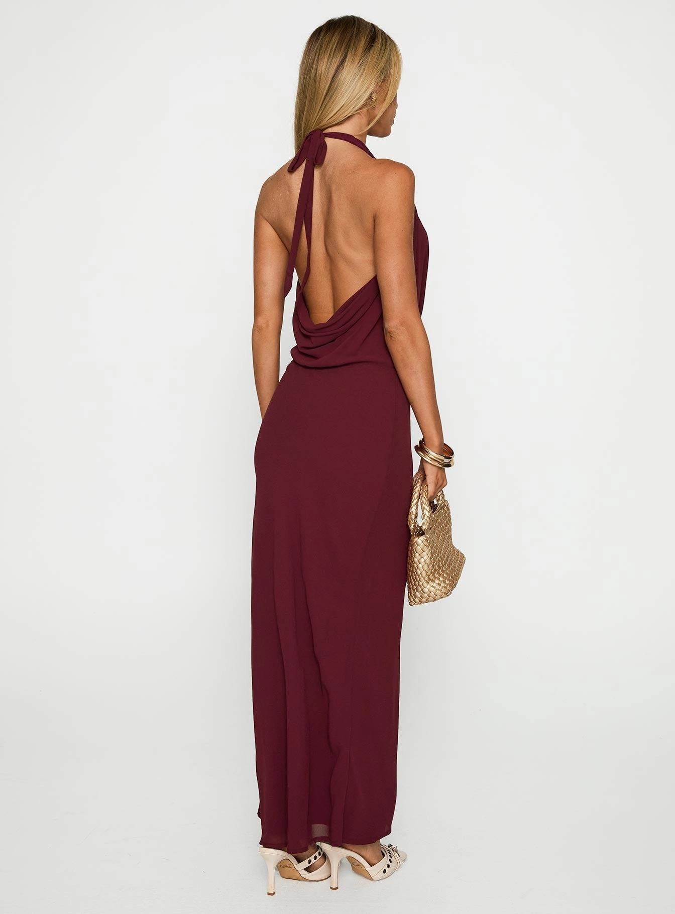 Vortexa Halter Maxi Dress Currant Versatile Comfort