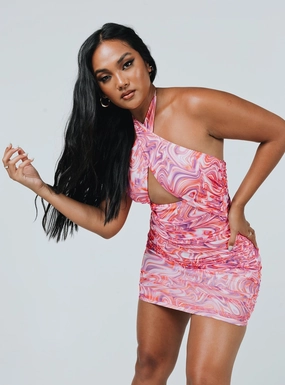 Christoph Mini Dress Pink Statement Neck Church Proper