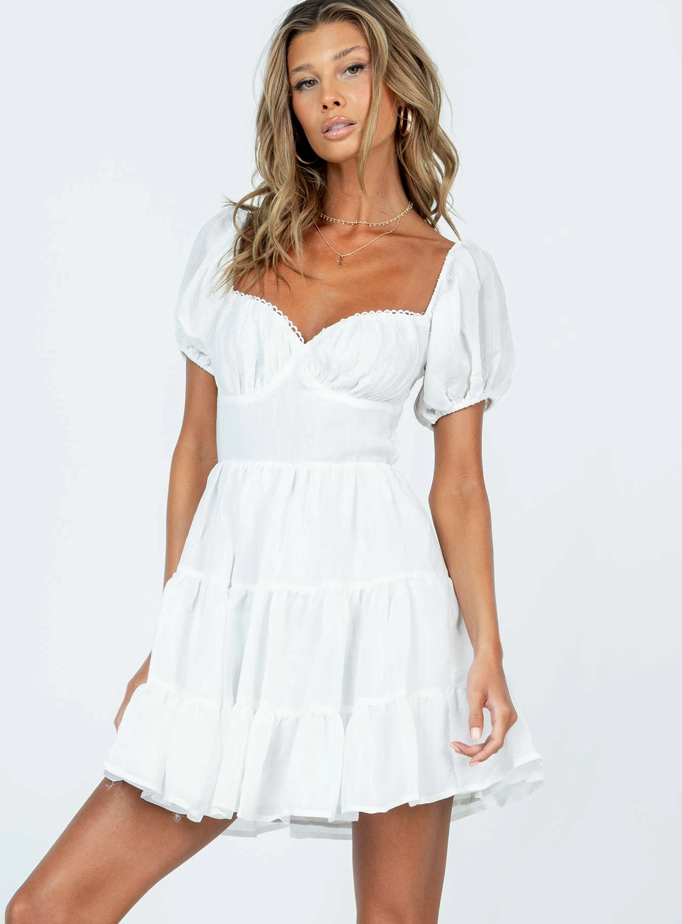 ConvertibleNeckline Danny Mini Dress White