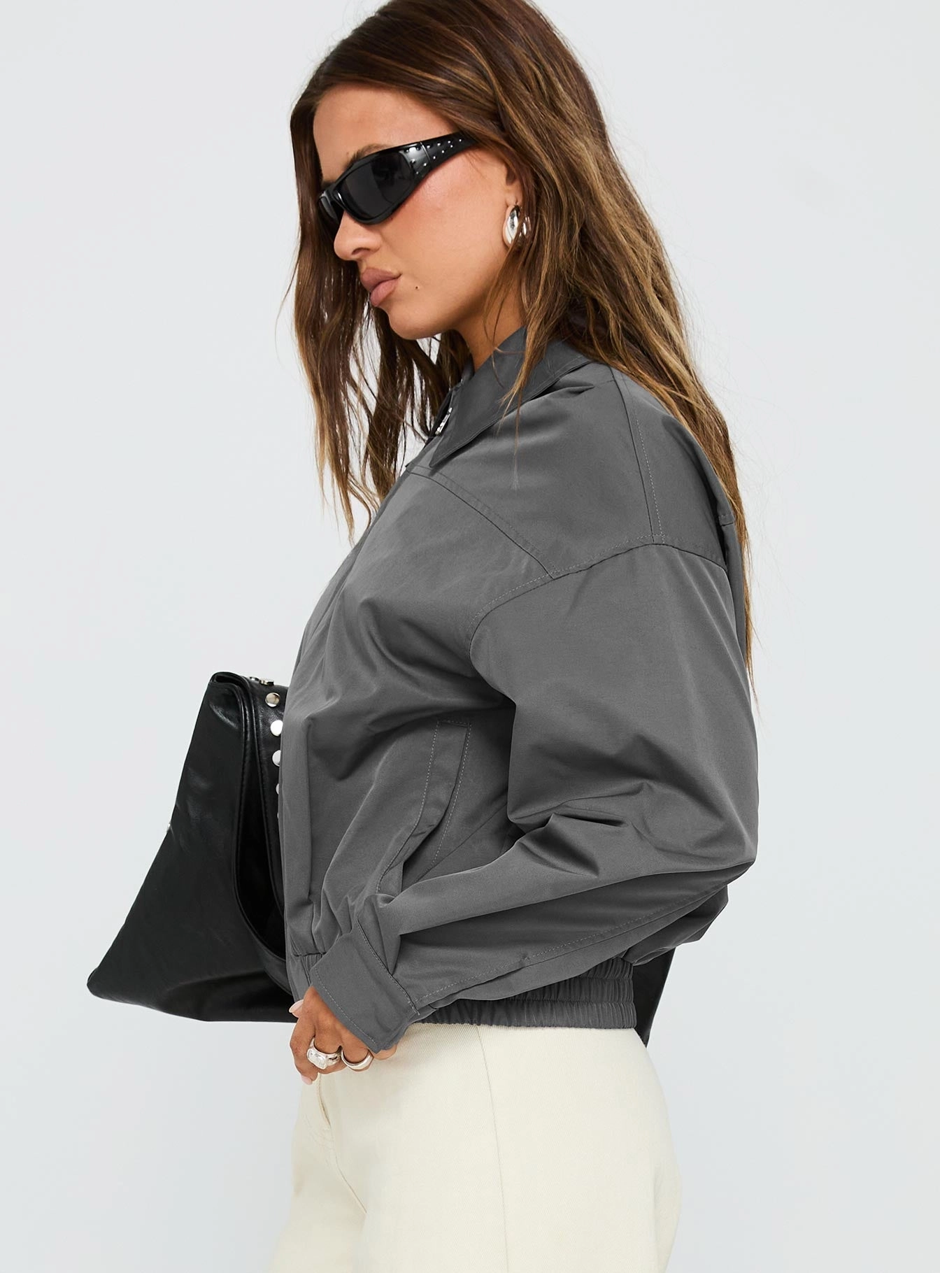 Warmth Without Bulk Call You Up Bomber Jacket Charcoal