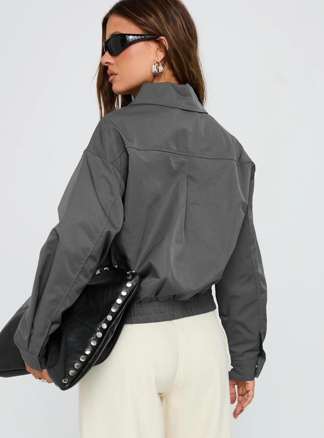 Daily Commute Wear Call You Up Bomber Jacket Charcoal