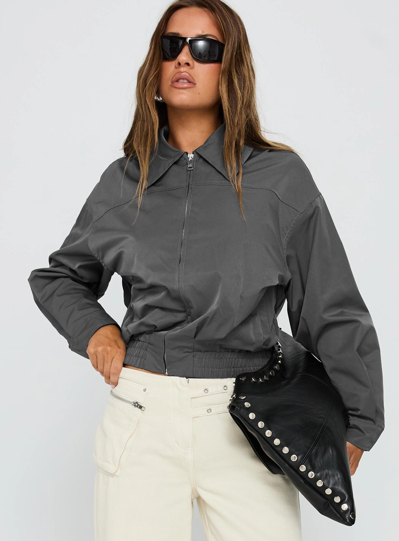 Ethical Manufacturing Call You Up Bomber Jacket Charcoal
