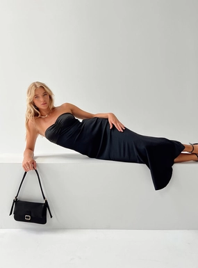 Mesh Soft Abeila Midi Dress Black