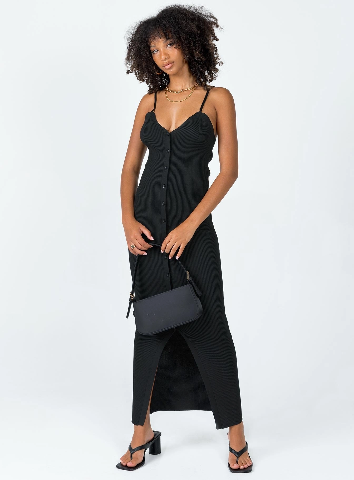 Casa Midi Dress Black Sleek Comfort Side-Zip