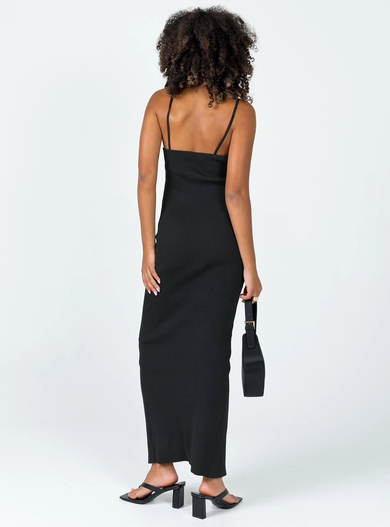 Casa Midi Dress Black Modern-style Satin Glow