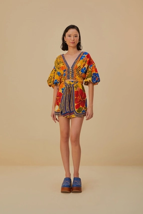 Warm Vibe Yellow Floral Yard Lenzing? Ecovero? Euroflax? Shorts