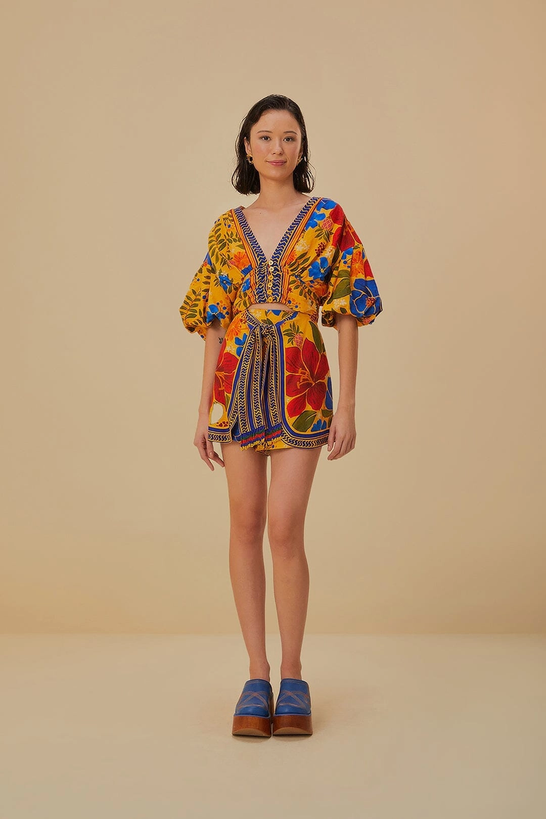 Warm Vibe Yellow Floral Yard Lenzing? Ecovero? Euroflax? Shorts