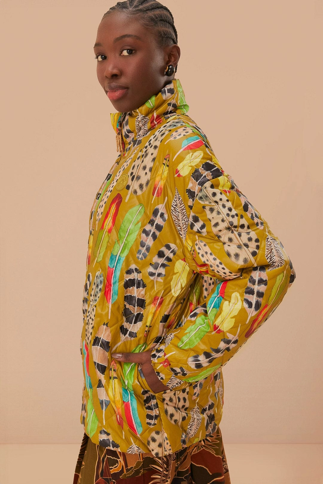 Gold Savana Dream Reversible Puffer Jacket Moisture Wicking Inner Layer