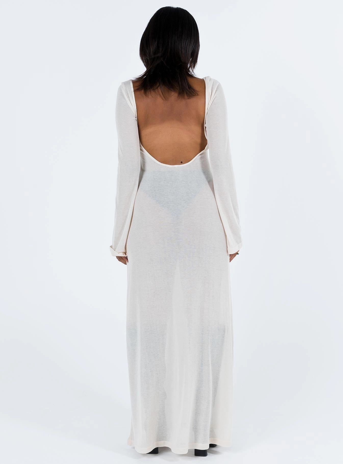 Sarelle Low Back Knit Maxi Dress Beige Soft Layers