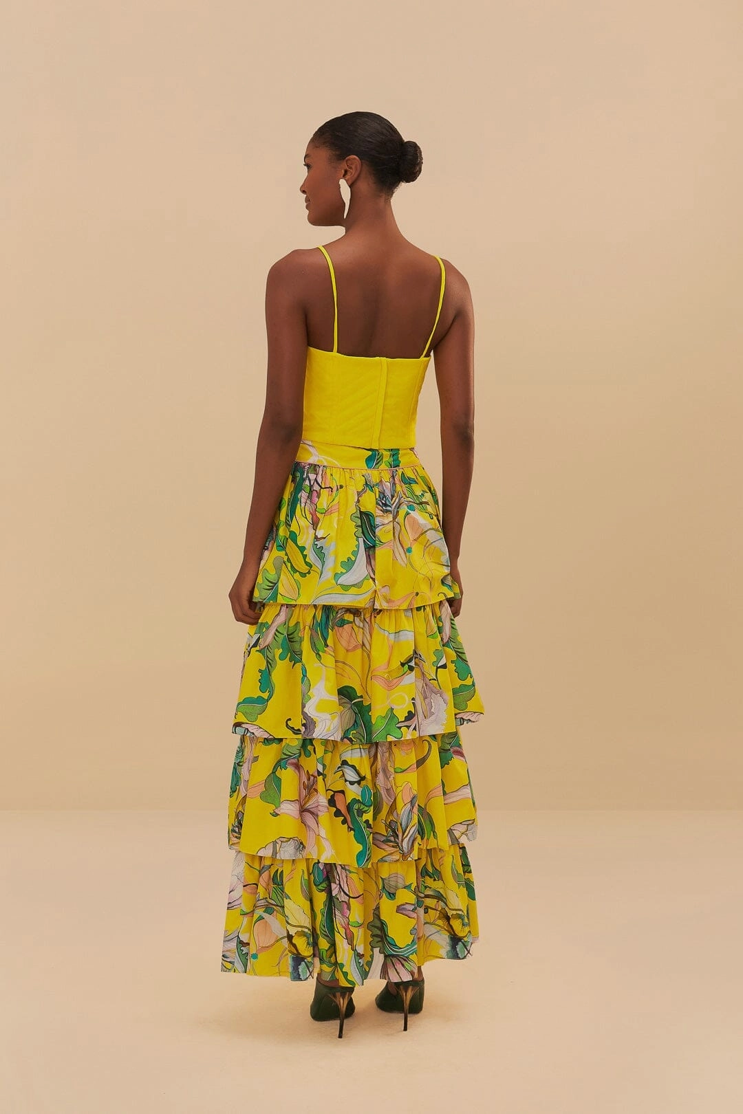 Calm Mood Yellow Jellyfish Bouquet Maxi Skirt