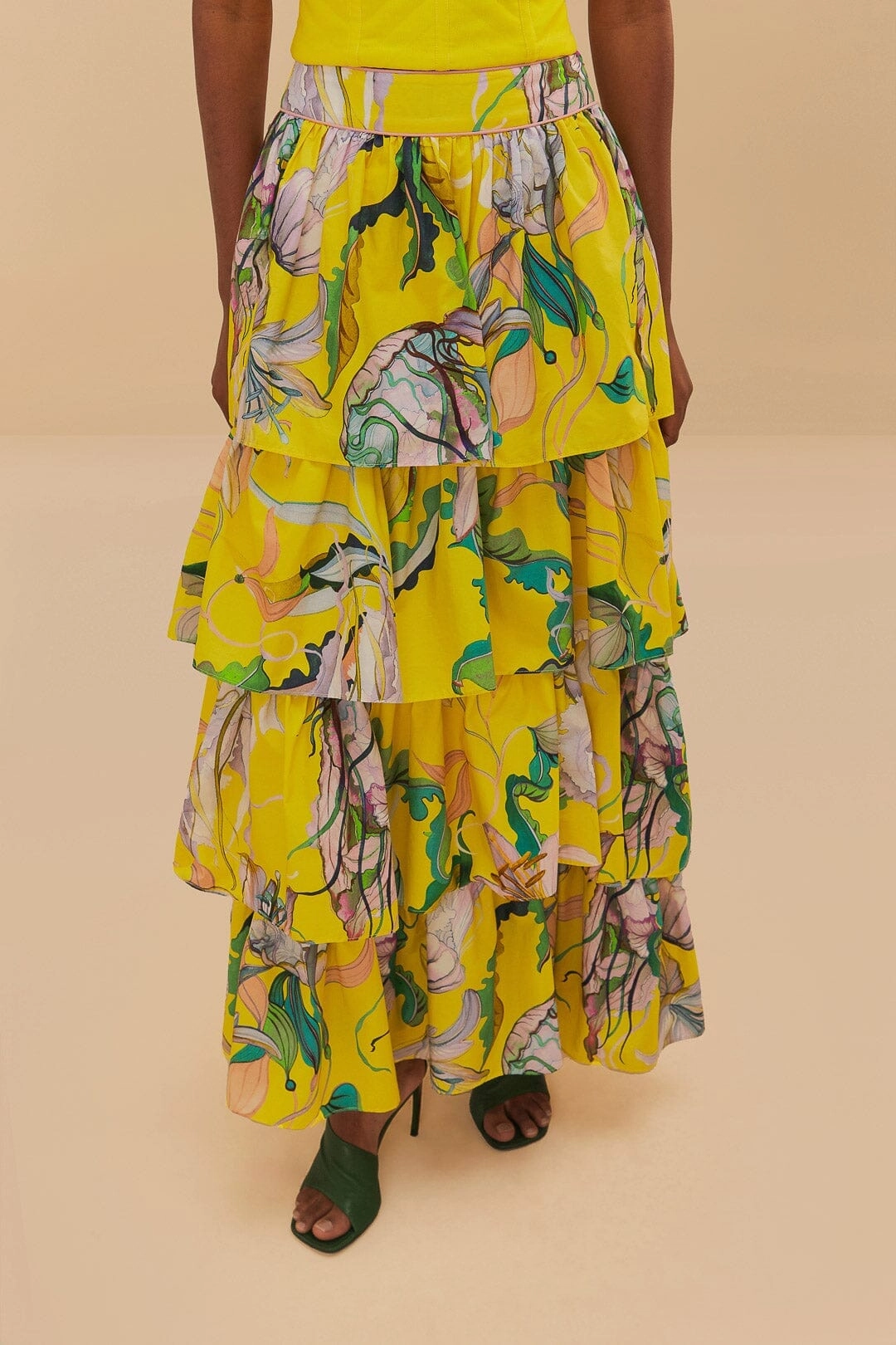 Tiered Layers birthday party Yellow Jellyfish Bouquet Maxi Skirt