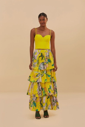Yellow Jellyfish Bouquet Maxi Skirt Performance Wear Smart Fit
