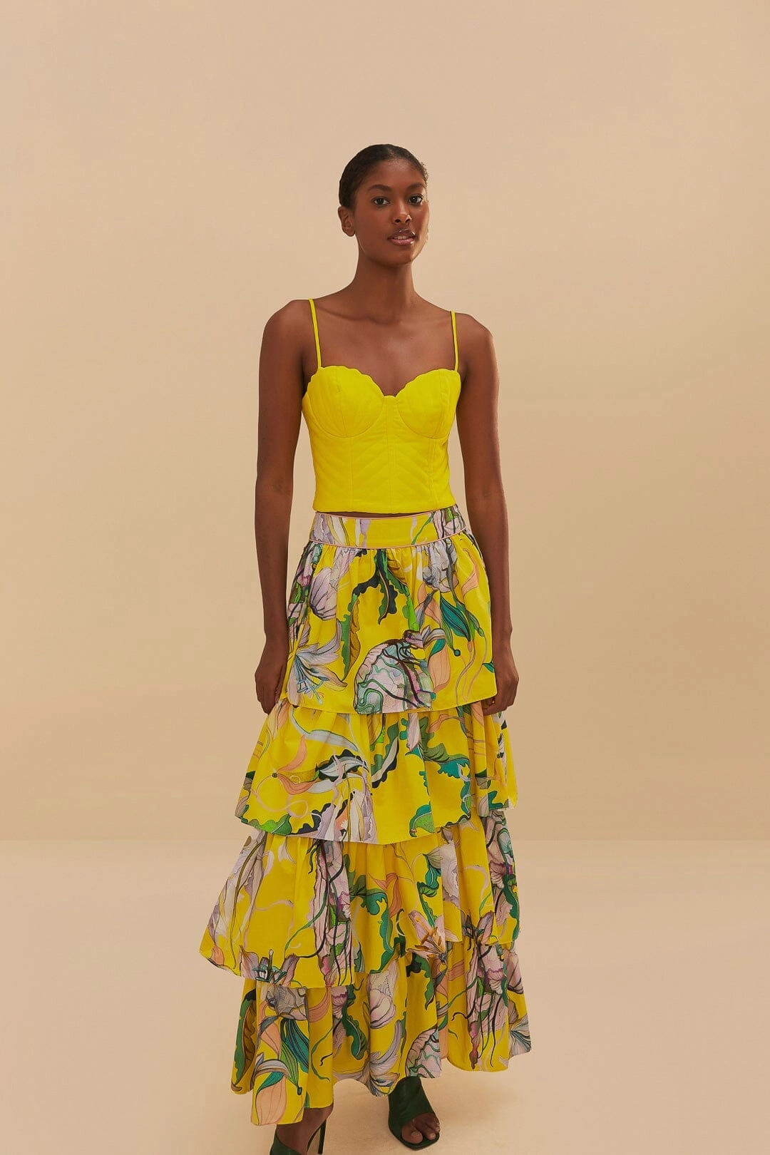 Simple looks Outfit Diary Yellow Jellyfish Bouquet Maxi Skirt