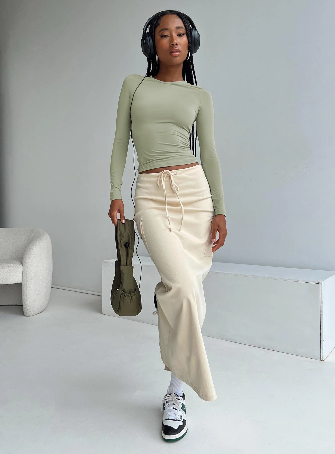 My Girl Maxi Skirt Beige Seamless Finish Outfit Diary