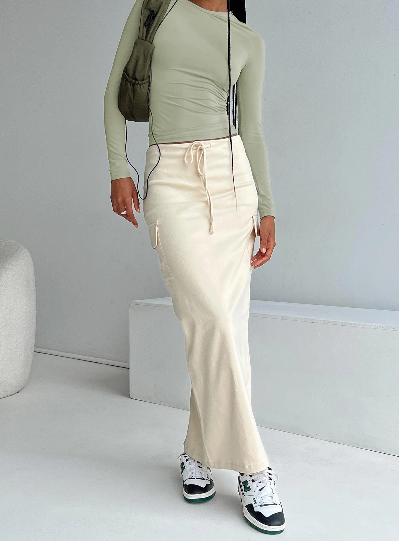 Fold Over Design garden party My Girl Maxi Skirt Beige