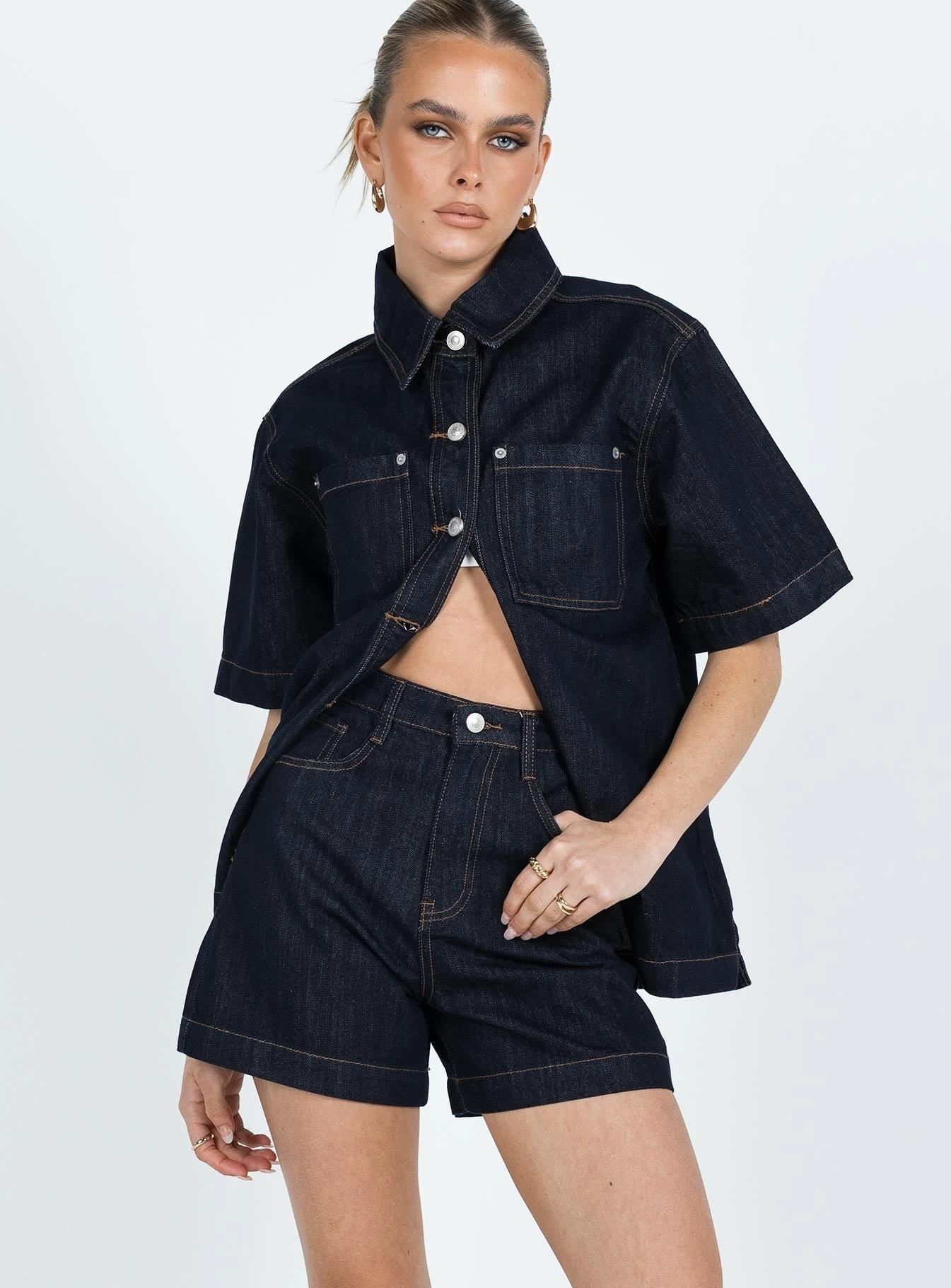 Relaxed Cut Anti Pilling Surface Whitaker Shorts Dark Denim