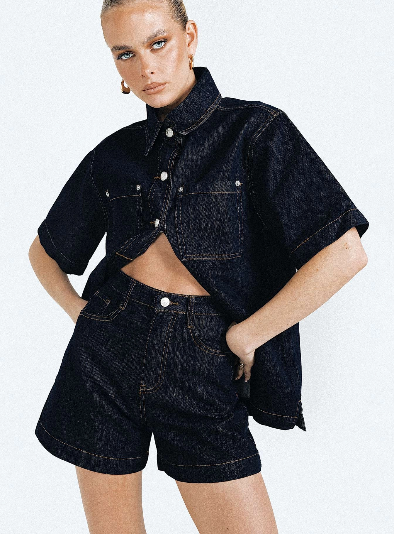 Quick Flex Sleek Waistband Whitaker Shorts Dark Denim