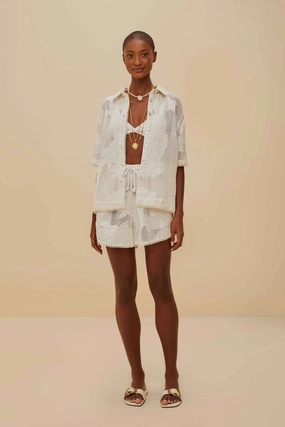 Anti Snag Fabric School Uniform White Flower Shorts