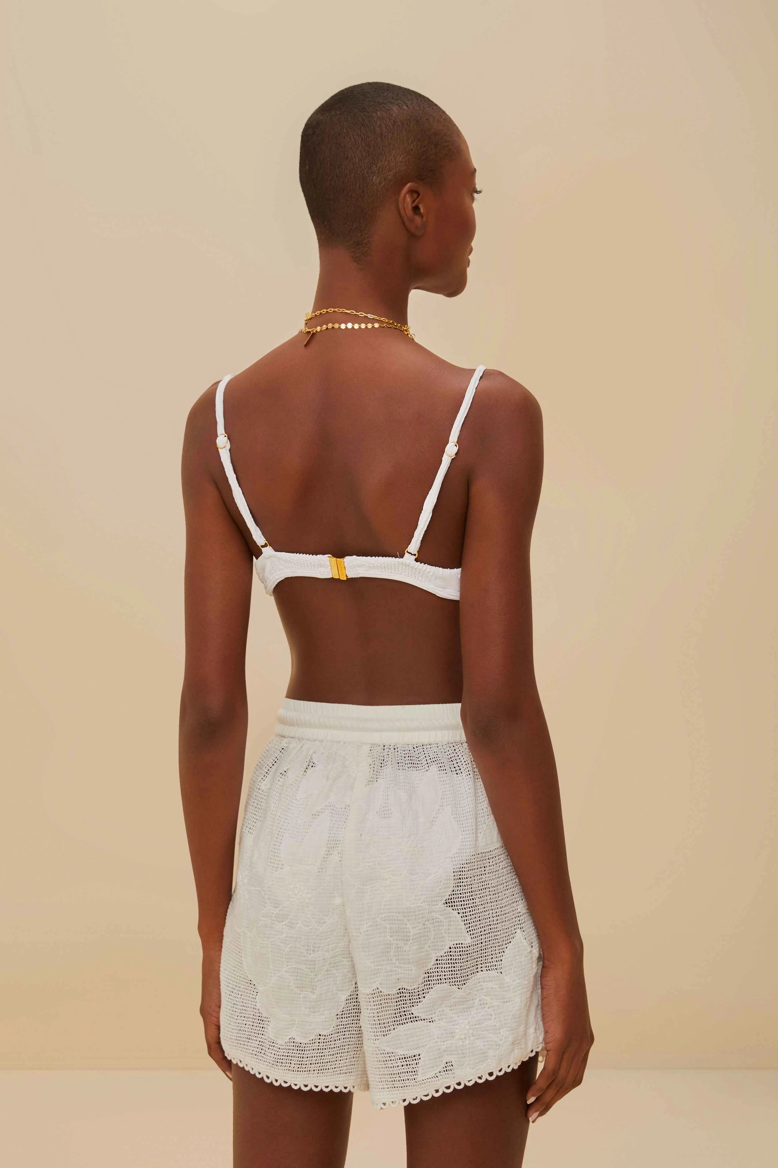 ribbed texture Active Flex Fit White Flower Shorts