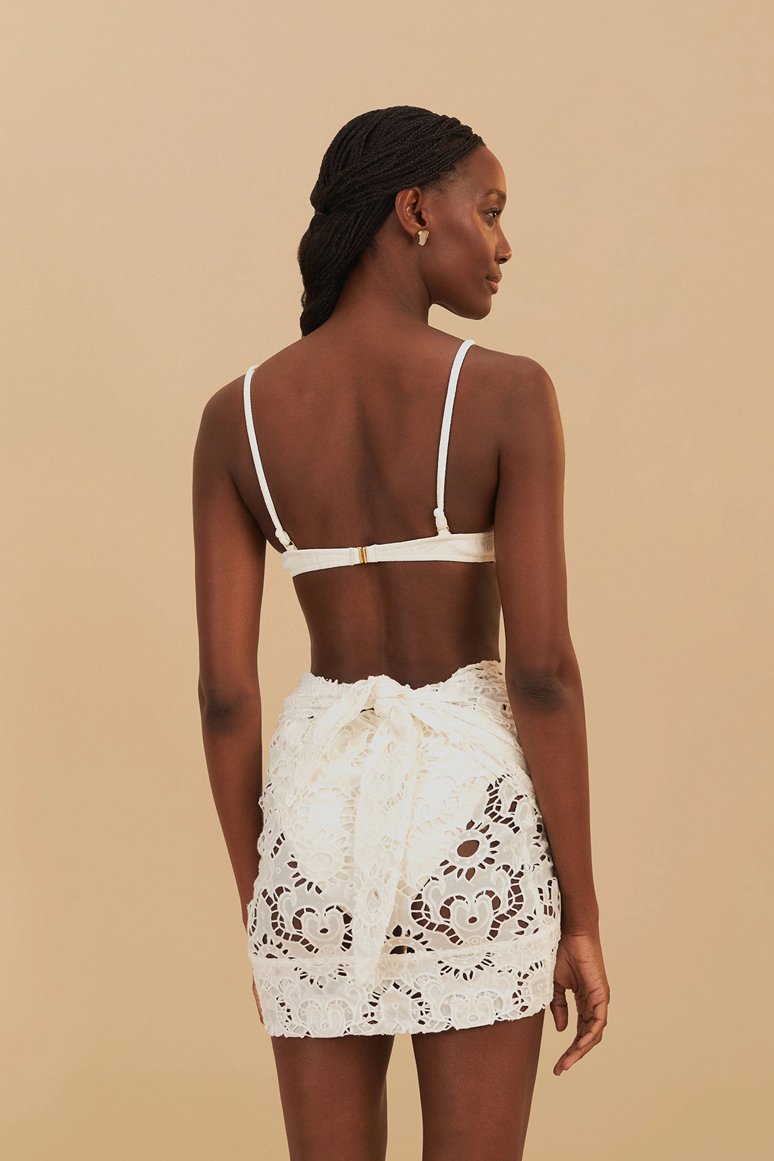 Quick Dry Technology White Sun Eyelet Wrap Mini Skirt