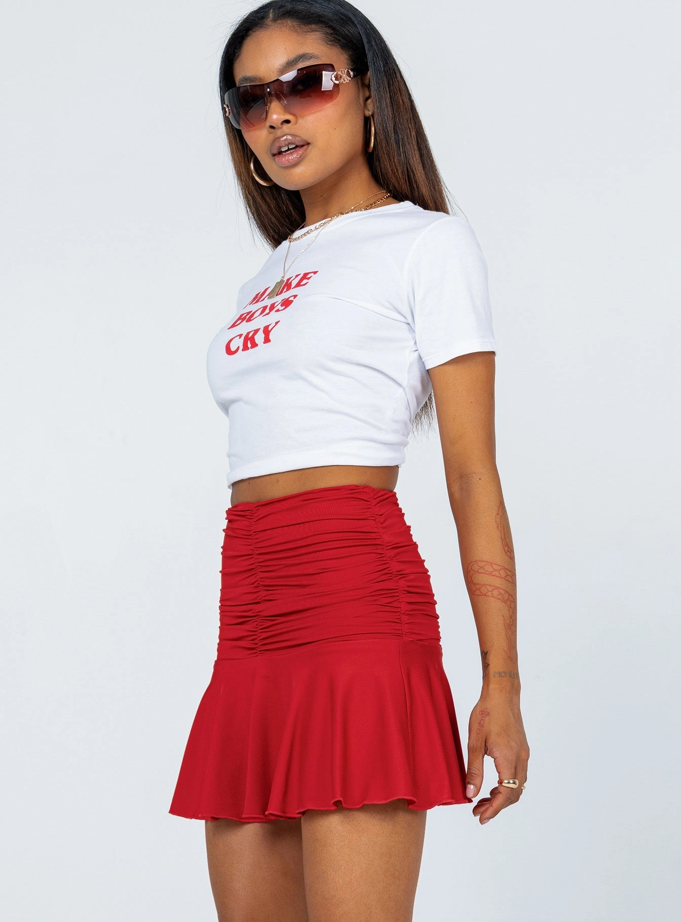 Water Repellent Wilcox Mini Skirt Red