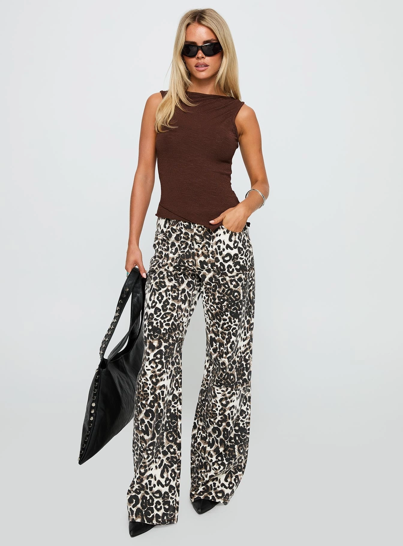 Vintage Lover Smooth Bold Wild Ride High Rise Wide Leg Cargo Jeans Leopard